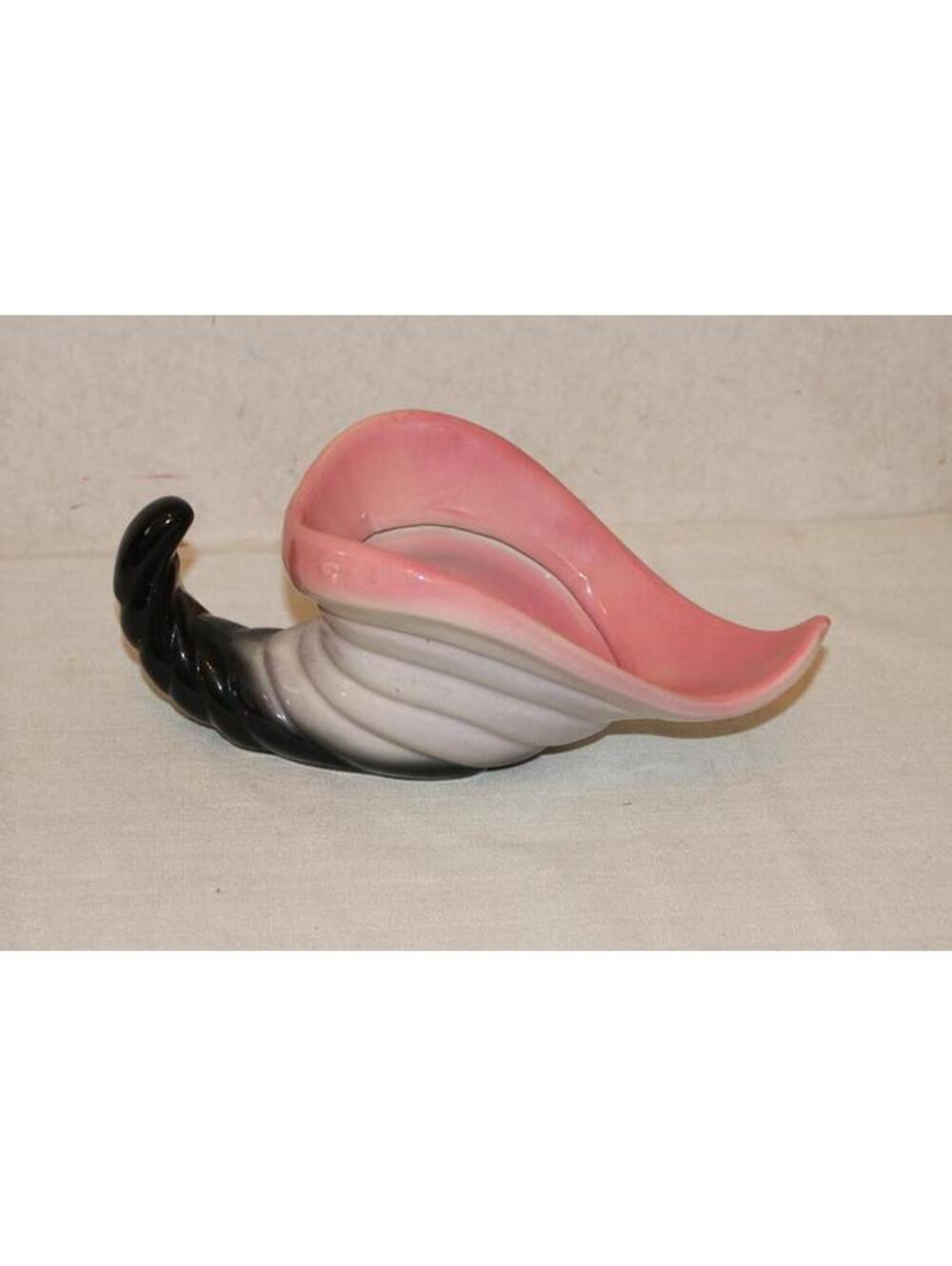 Vintage Hull Pottery Pink and Black Cornucopia Planter